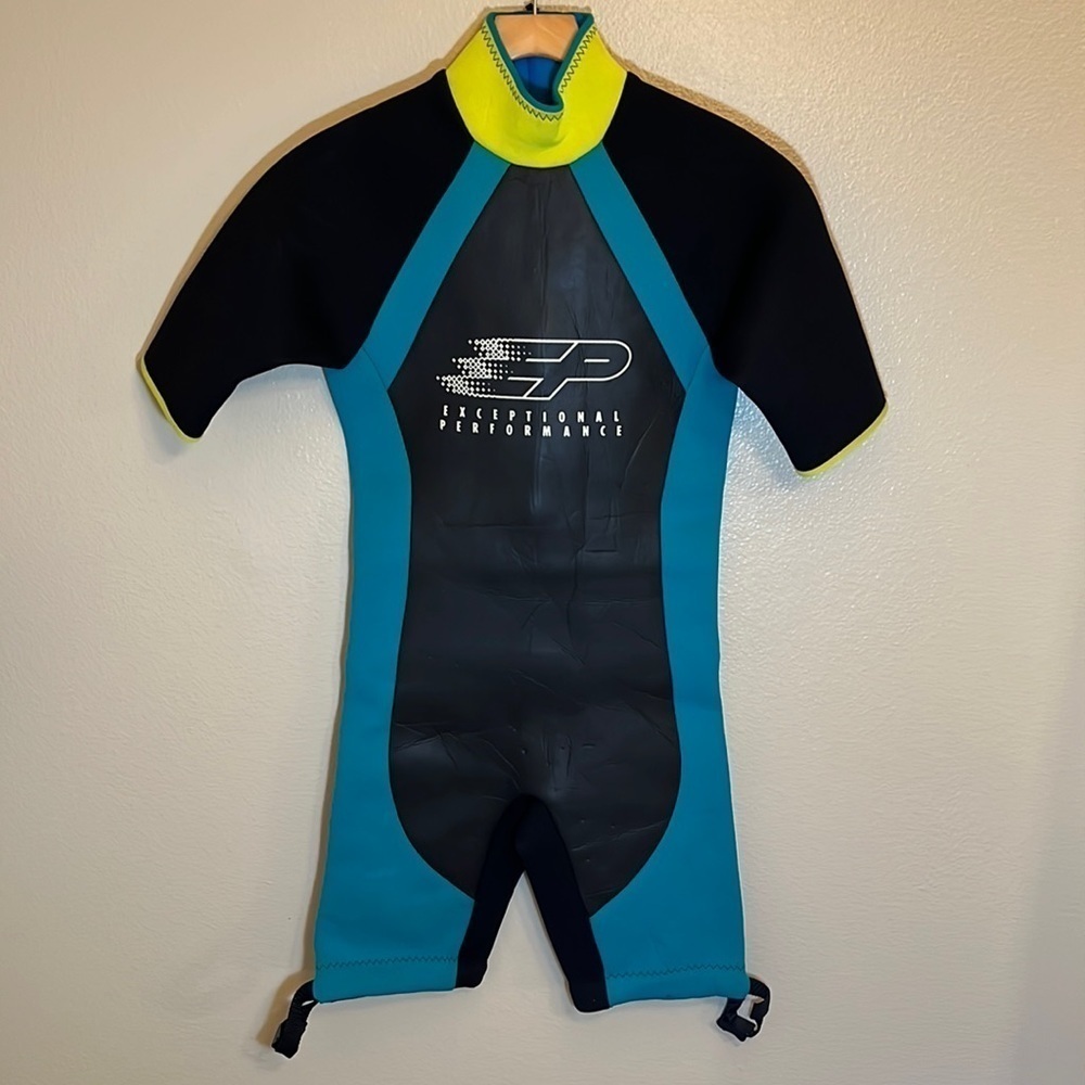 Exceptional Performance Short Wetsuit Swim Black Turquoise